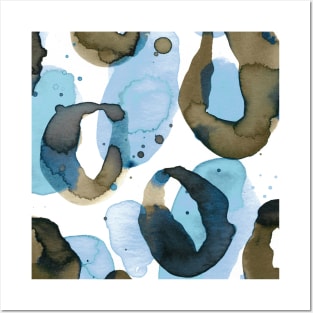 Pocket - Leopard Watercolor Circles Soft blue Posters and Art